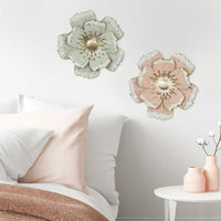 Flower Metal Wall Decor with Distressed Brush Finish