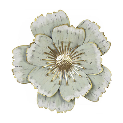 Flower Metal Wall Decor with Distressed Brush Finish
