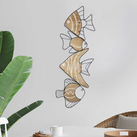 Fish Wall Art Decor with Matte Black Metal Outlines