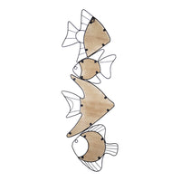 Fish Wall Art Decor with Matte Black Metal Outlines