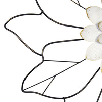 White Speckle Metal Flower and Silhohette Leaves Wall Decor