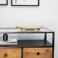 Asain Inspired Natural Wood Curved Tray