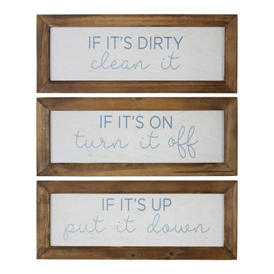 Blue on White Set of 3 Framed Humor Wall Art