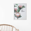 Pink Printed Flowers with Distressed White Frame