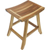 Compact Rectangular Teak Shower Outdoor Bench with Shelf in Natural Finish