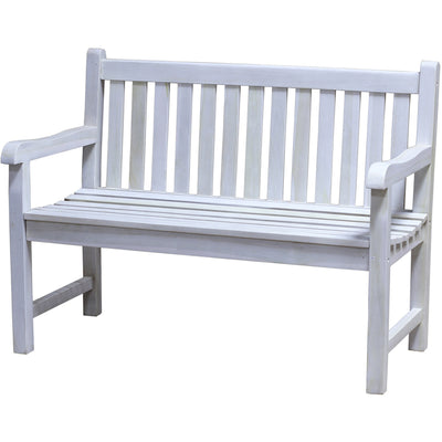 Compact Teak Outdoor Bench with Straight Design in Natural Finish
