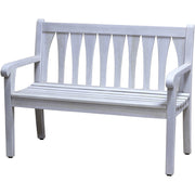Compact Teak Outdoor Bench with Slattered Design in Driftwood Finish