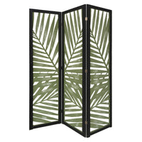 3 Panel Green Room Divider with Tropical leaf