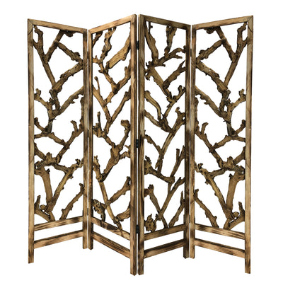 4 Panel Room Divider with Tropical Leaf