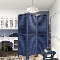 3 Panel Dark Blue Shutter Screen Room Divider