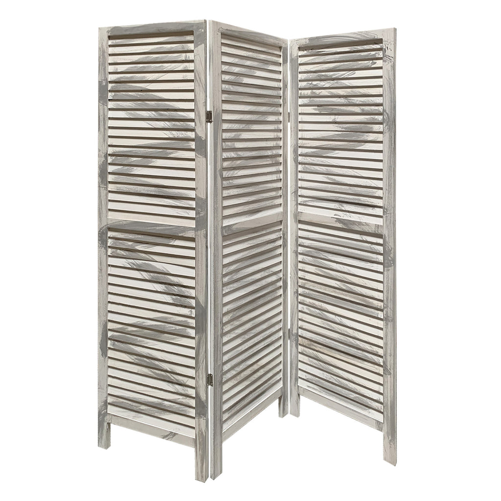 3 Panel Washed Grey Shutter Screen Room Divider