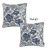 Set of 2 Square Blue and Beige Floral Throw Pillow Covers