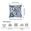 Set of 4 Square Blue and Beige Floral Pillow Covers