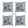 Set of 4 Square Blue and Beige Iris Throw Pillow Covers