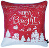 Set of 4 18" Christmas Merry Bright Throw Pillow Cover in Multicolor