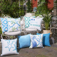 Set of 4 18" Sea Shine Summer Throw Pillow Cover in Multicolor