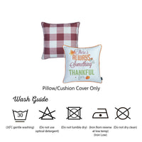 Set of 4 18" Thanksgiving Gingham Throw Pillow Cover in Multicolor