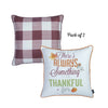 Set of 4 18" Thanksgiving Gingham Throw Pillow Cover in Multicolor