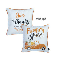 Set of 4 18" Pumpkin Spice Throw Pillow Cover in Multicolor