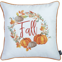 Set of 4 18" Fall Pumpkin Throw Pillow Cover in Multicolor