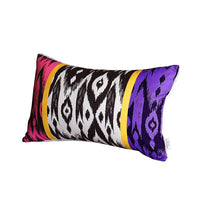 Set of 4 Purple and Pink Ikat Design Lumbar Pillow Covers