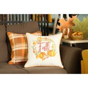 Set of 2 18" Fall Thanksgiving Pumpkin Throw Pillow Cover