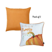 Set of 2 18" Fall Season Pumpkin Pie Throw Pillow Cover in Multicolor