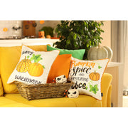 Set of 4 18" Fall Pumpkin Spice Harvest Throw Pillow Cover in Multicolor