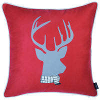 Set of 4 18" Winter Deer Throw Pillow Cover in Multicolor