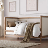Oak and Linen Nail Head Trim Twin Daybed
