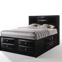 Black Multi-Drawer Wood Platform Full Bed with Pull out Tray