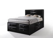 Black Multi-Drawer Wood Platform Full Bed with Pull out Tray