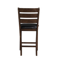Set of 2 41" Dark Wood Finish and Black Faux Leather Ladder Back Counter Height Chairs
