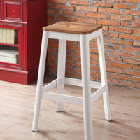 Contrast White and Natural Wood Bar Stool