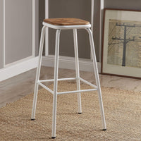 Set of 2 - 30" White and Natural Backless Stools