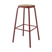 Set of 2 30" Red and Natural Backless Stools