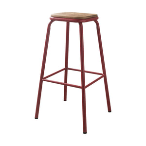 Set of 2 30" Red and Natural Backless Stools