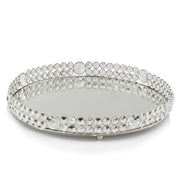 12" Round Faux Crystal Border Tray