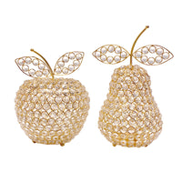 10.75" Medium Faux Crystal Gold Apple Sculpture