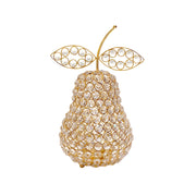 10.75" Medium Faux Crystal Gold Pear Sculpture