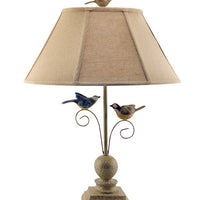 Cheerful Taupe Base Table Lamp with 3D Colorful Birds