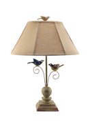 Cheerful Taupe Base Table Lamp with 3D Colorful Birds