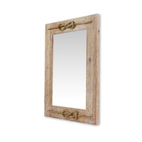 Brown Wood Finished Frame with Nautical Rope Accent Wall Mirror
