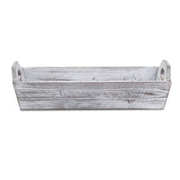 White Rustic Finish Wood Serving Tray with Handles