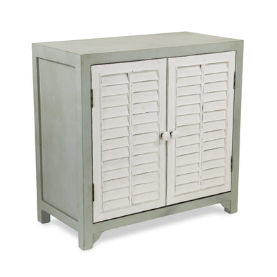 Sea Salt Blue And White Shutter Accent Cabinet