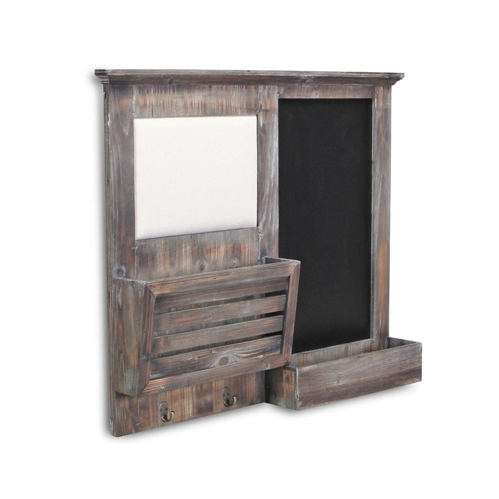 Gray Wooden Wall Chalkboard with Side Storage Basket