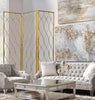3 Panel Gold Room Divider with Golden Age Charm
