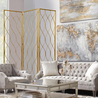 3 Panel Gold Room Divider with Golden Age Charm