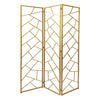 3 Panel Gold Room Divider with Geometric Motif