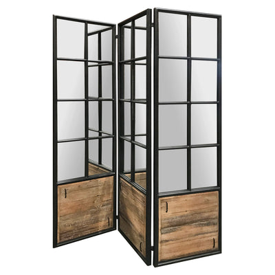 3 Panel Black and Brown Room Divider with an Optical Illusion